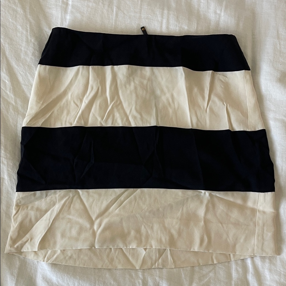 Elegant Black and Cream Striped Mini Skirt
